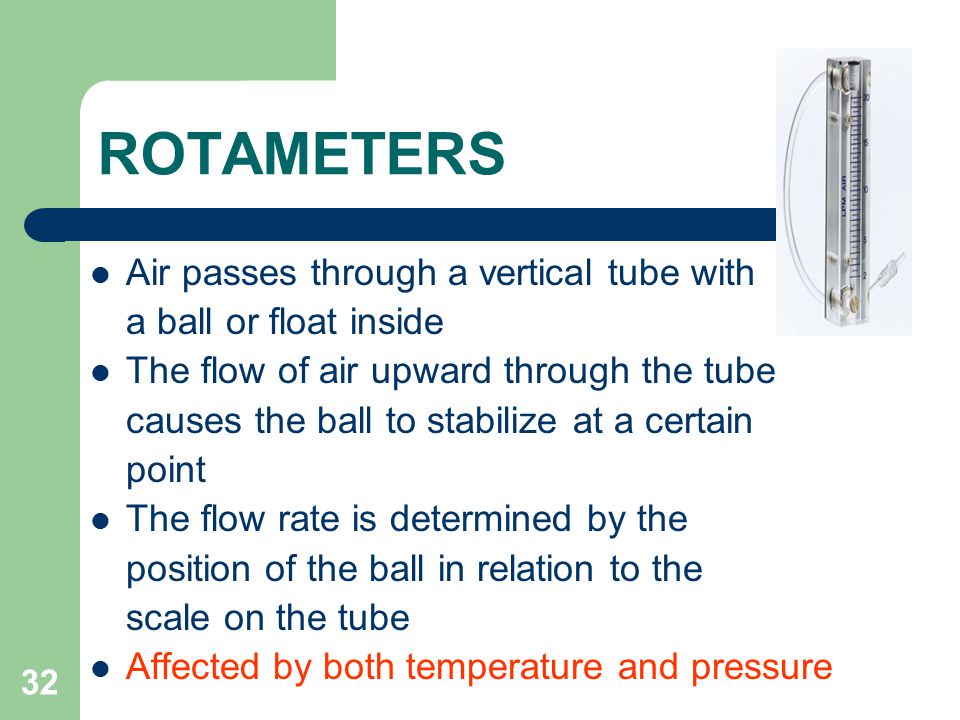 ROTAMETERS Air passes through a vertical tube with