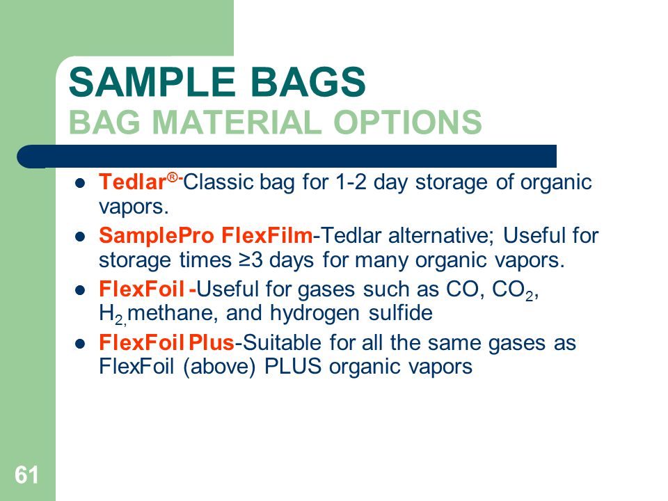 SAMPLE BAGS BAG MATERIAL OPTIONS