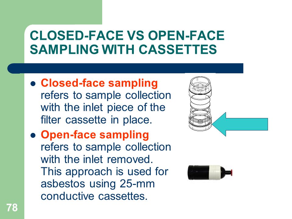 CLOSED-FACE VS OPEN-FACE SAMPLING WITH CASSETTES