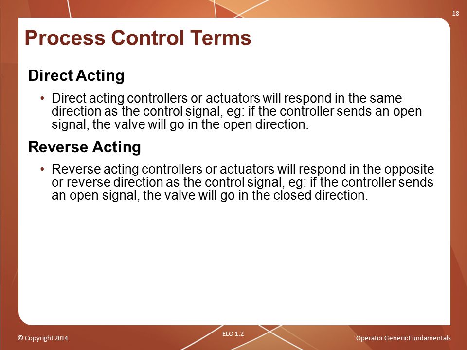 Process Control Terms Direct Acting Reverse Acting