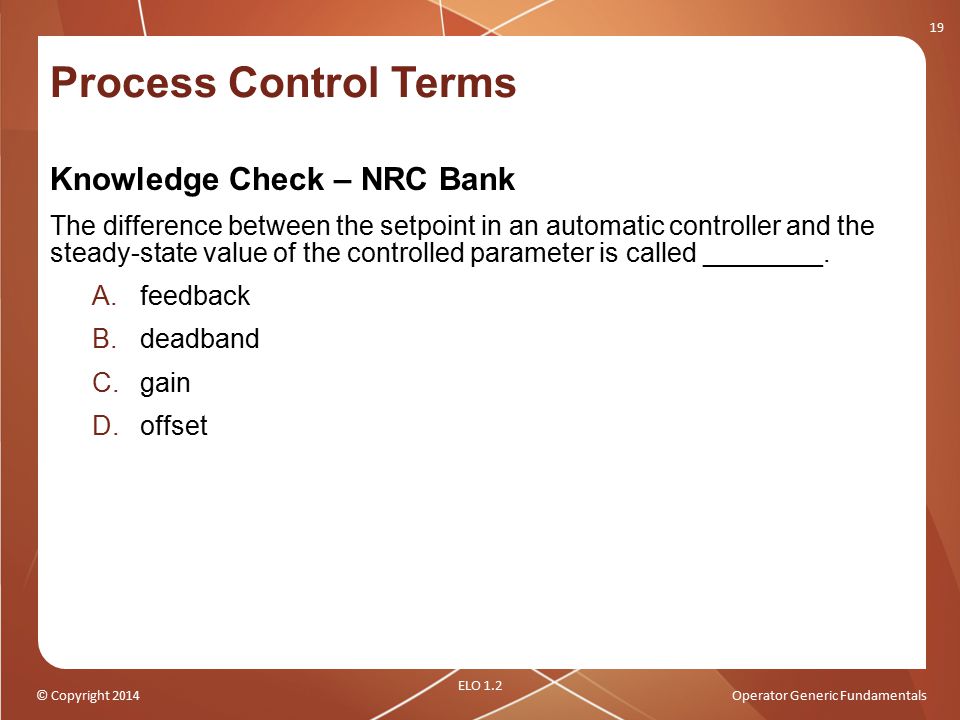 Process Control Terms Knowledge Check – NRC Bank