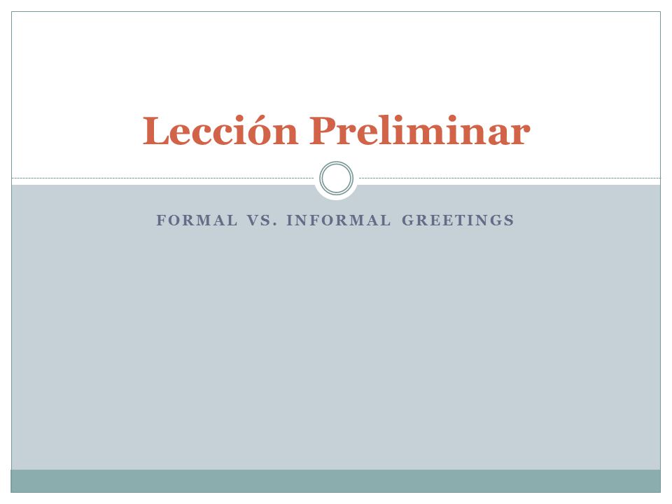 Formal vs. informal greetings
