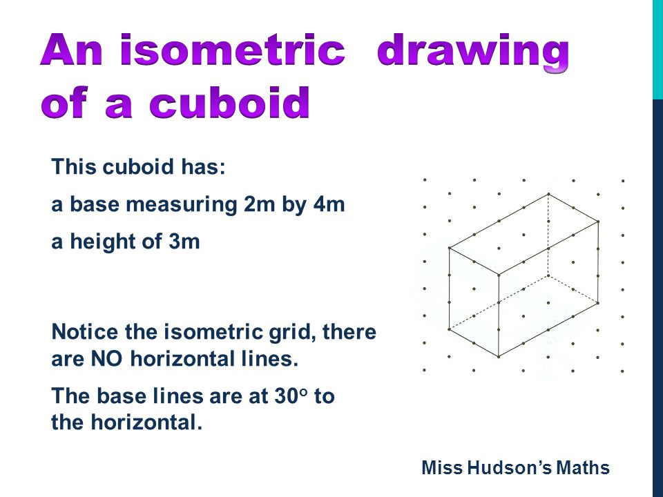 An isometric drawing of a cuboid
