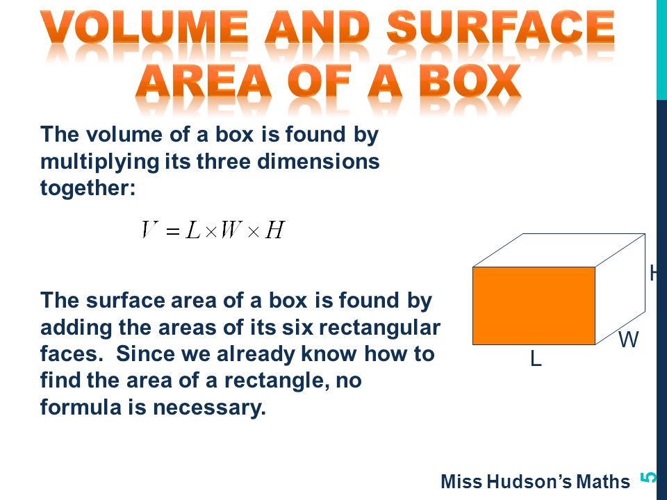 Volume and Surface Area of a Box