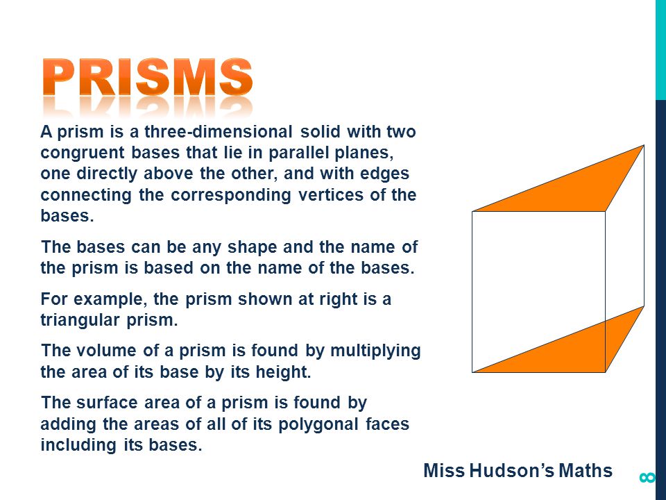 Prisms Miss Hudson’s Maths