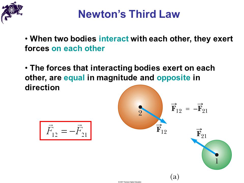 Newton’s Third Law When two bodies interact with each other, they exert forces on each other.