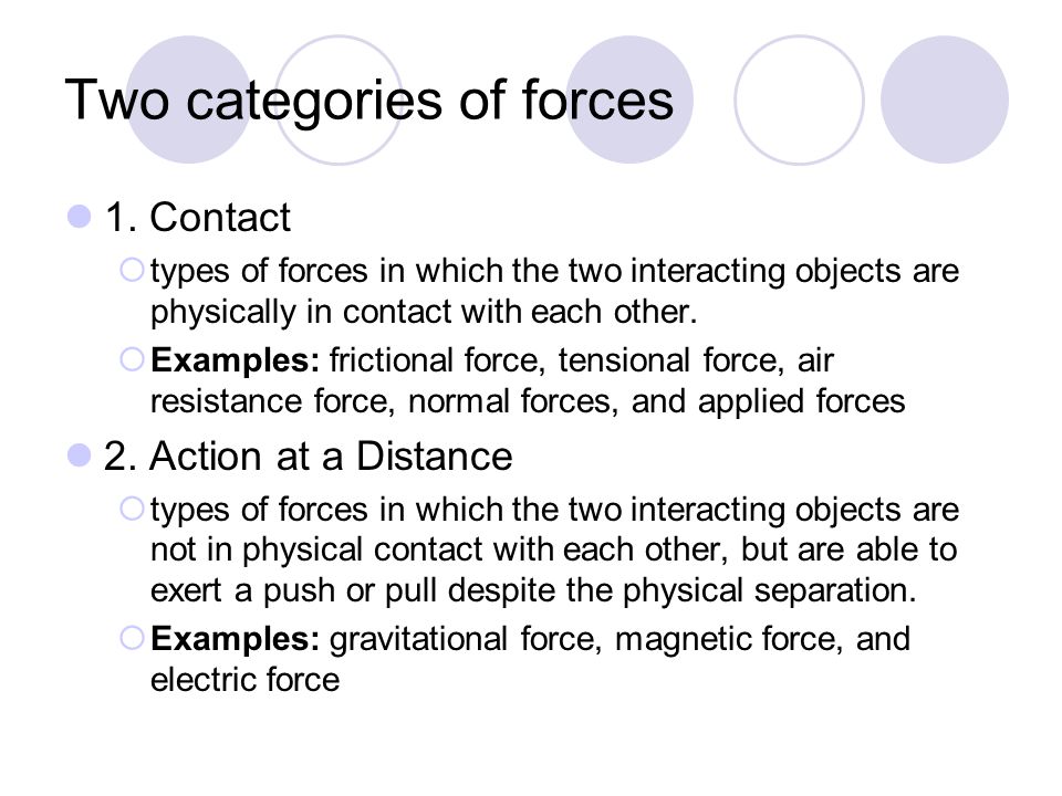 Two categories of forces