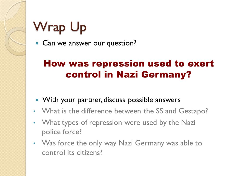 How was repression used to exert control in Nazi Germany