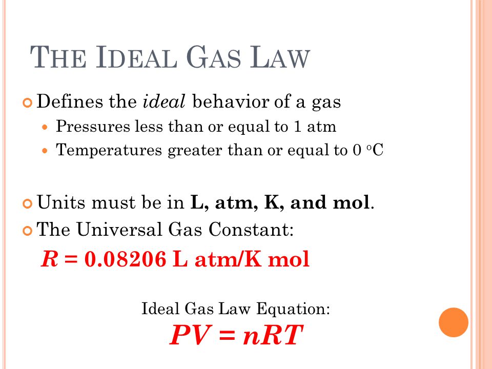 The Ideal Gas Law Ppt Download