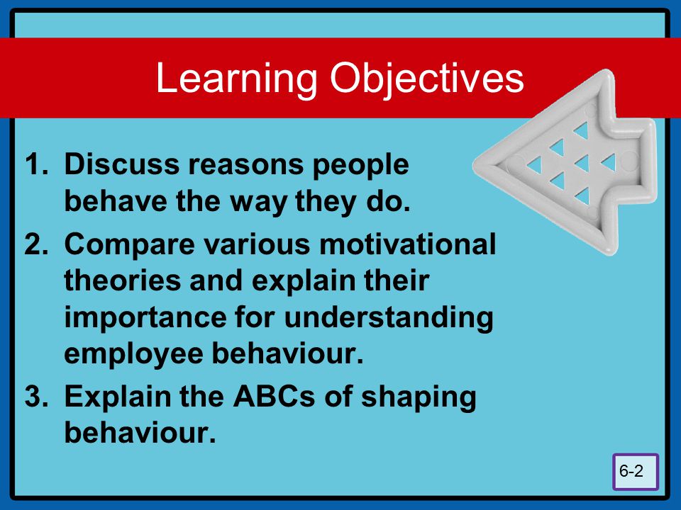 Learning Objectives Discuss reasons people behave the way they do.