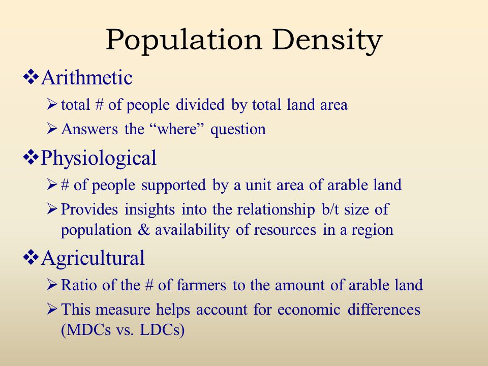 Population Density Arithmetic Physiological Agricultural
