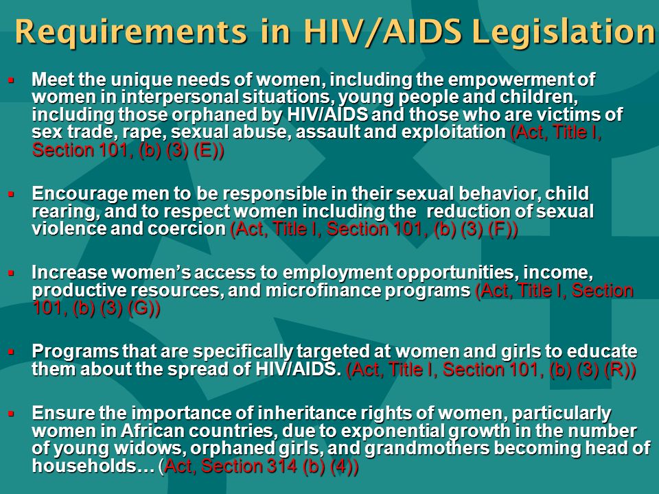 Requirements in HIV/AIDS Legislation