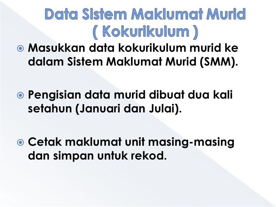Data Sistem Maklumat Murid ( Kokurikulum )