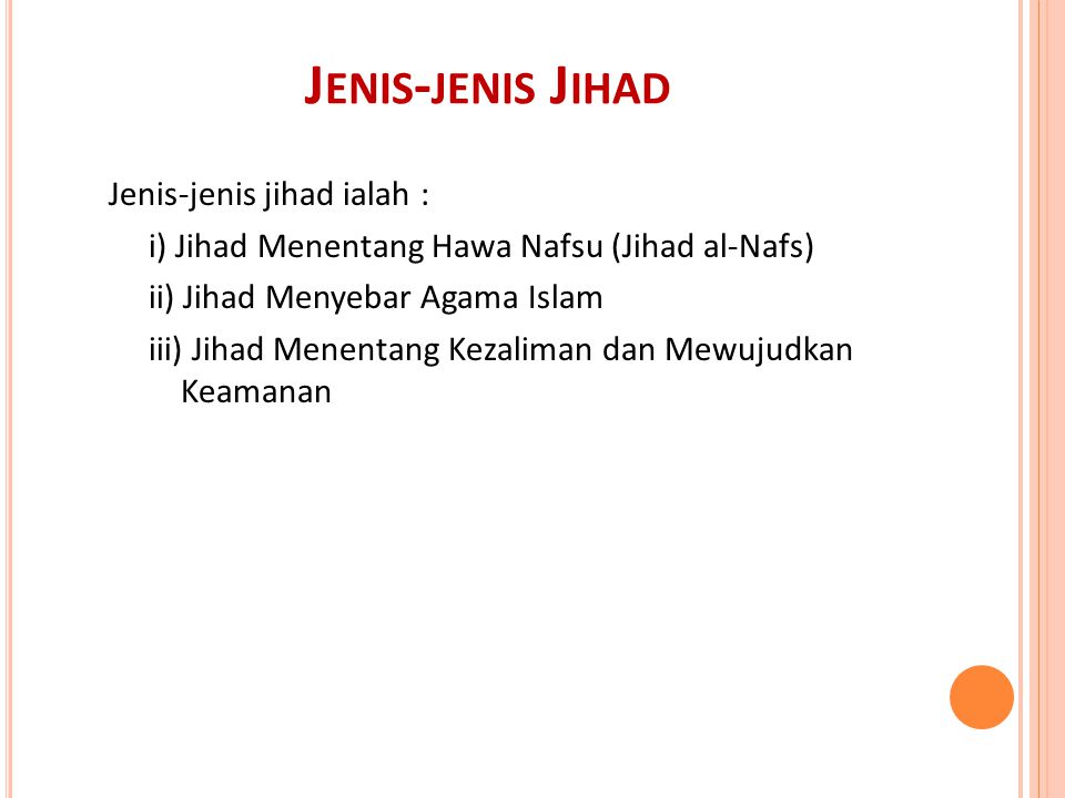 Jihad jenis 5 jenis tahun