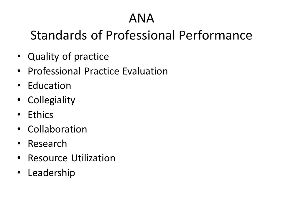 ANA Standards of Professional Performance