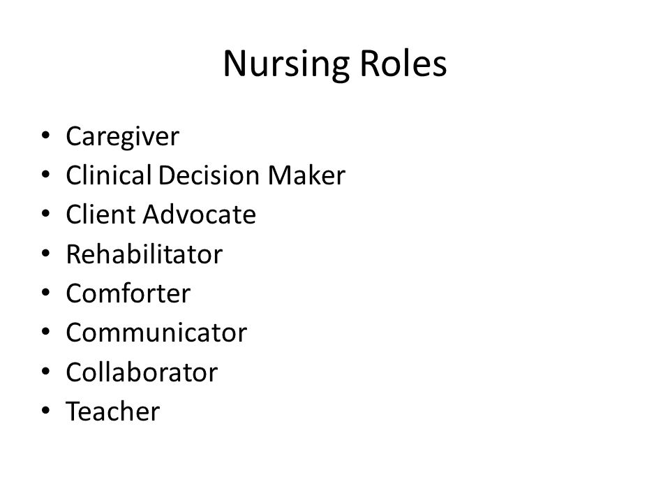Nursing Roles Caregiver Clinical Decision Maker Client Advocate