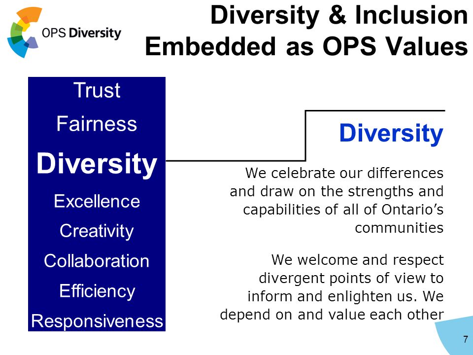 Diversity & Inclusion Embedded as OPS Values