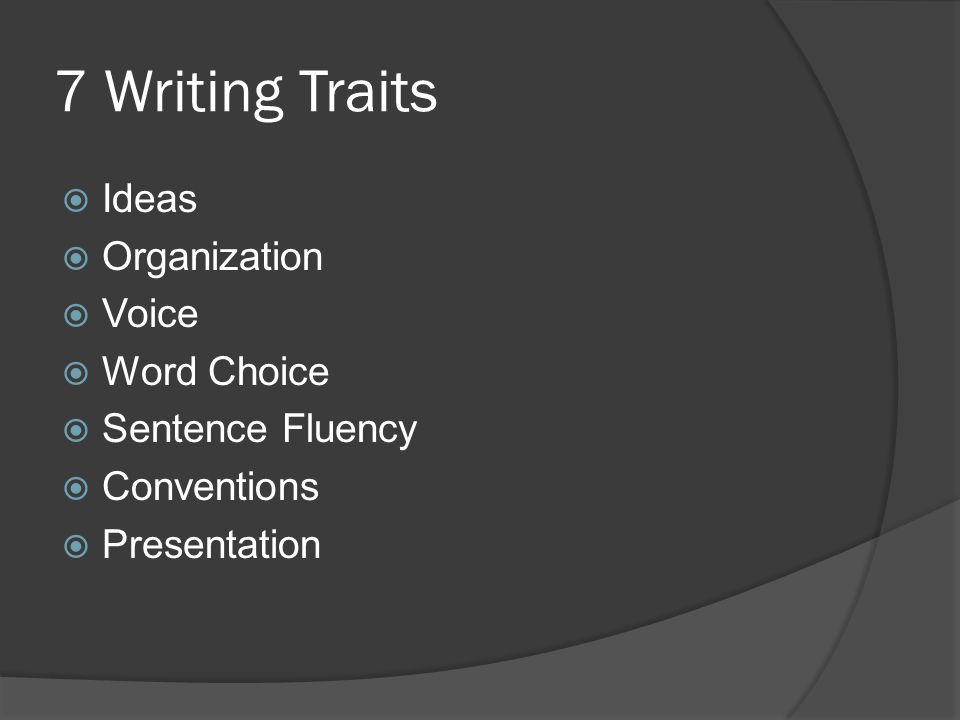 7 Writing Traits Ideas Organization Voice Word Choice Sentence Fluency