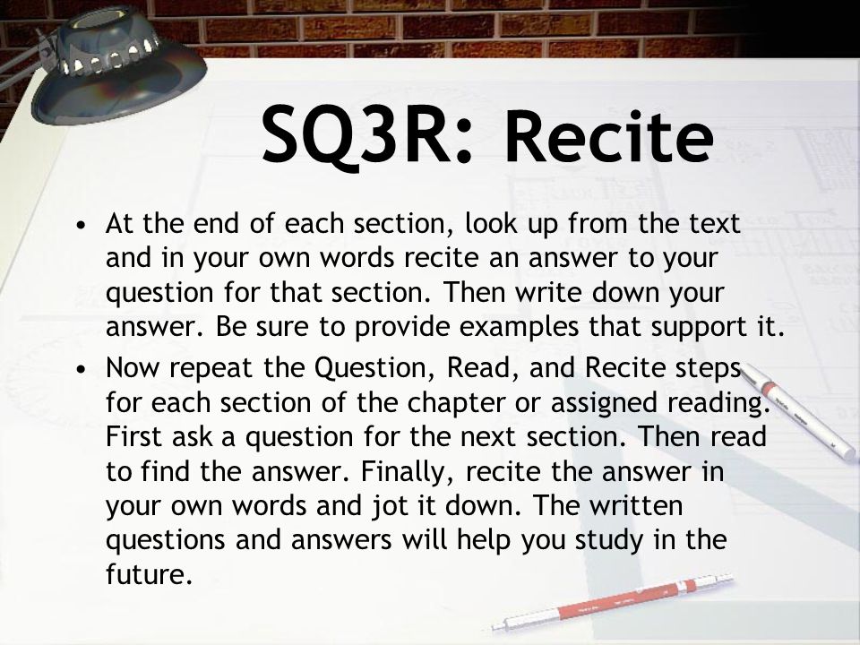 SQ3R: Recite