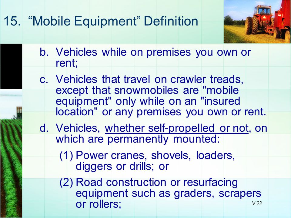 FARM AUTO AND EQUIPMENT EXPOSURES - ppt download
