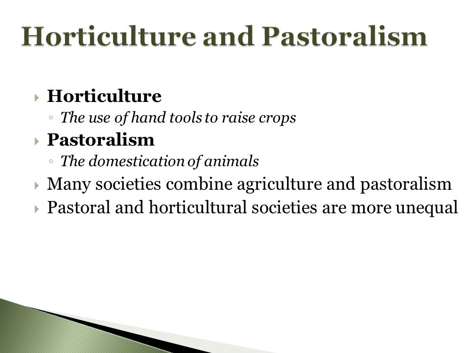 Unterschied zwischen Pastoralismus und Gartenbau