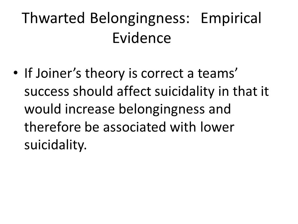 Thwarted Belongingness: Empirical Evidence