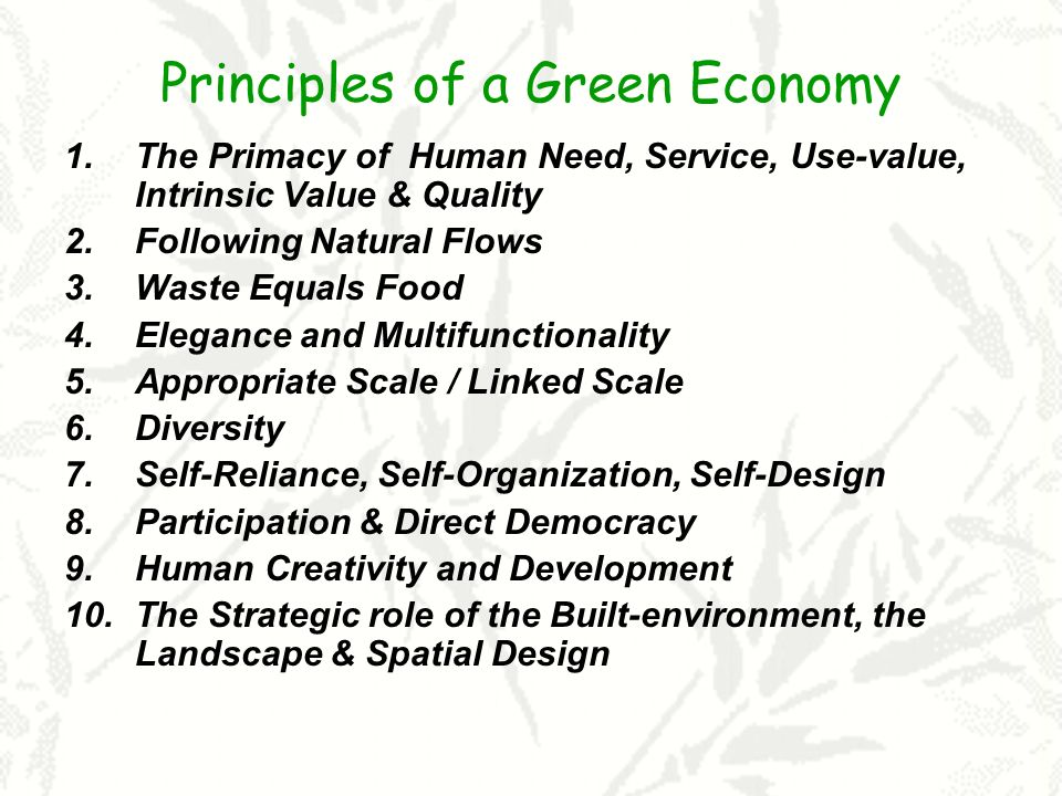 Principles of a Green Economy