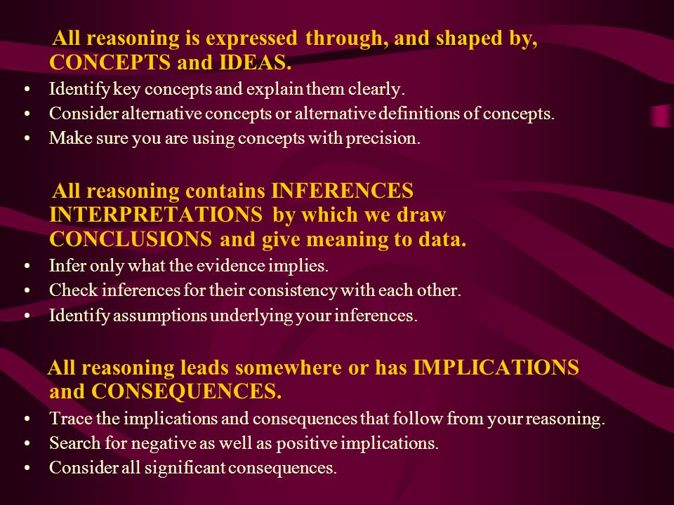 All reasoning is expressed through, and shaped by, CONCEPTS and IDEAS.