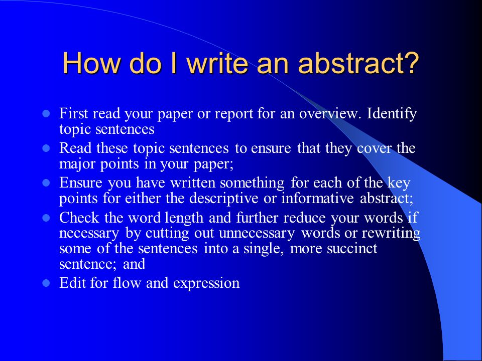hot to write an abstract