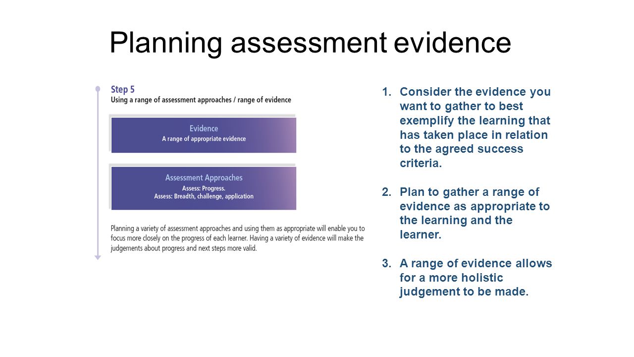 Planning assessment evidence