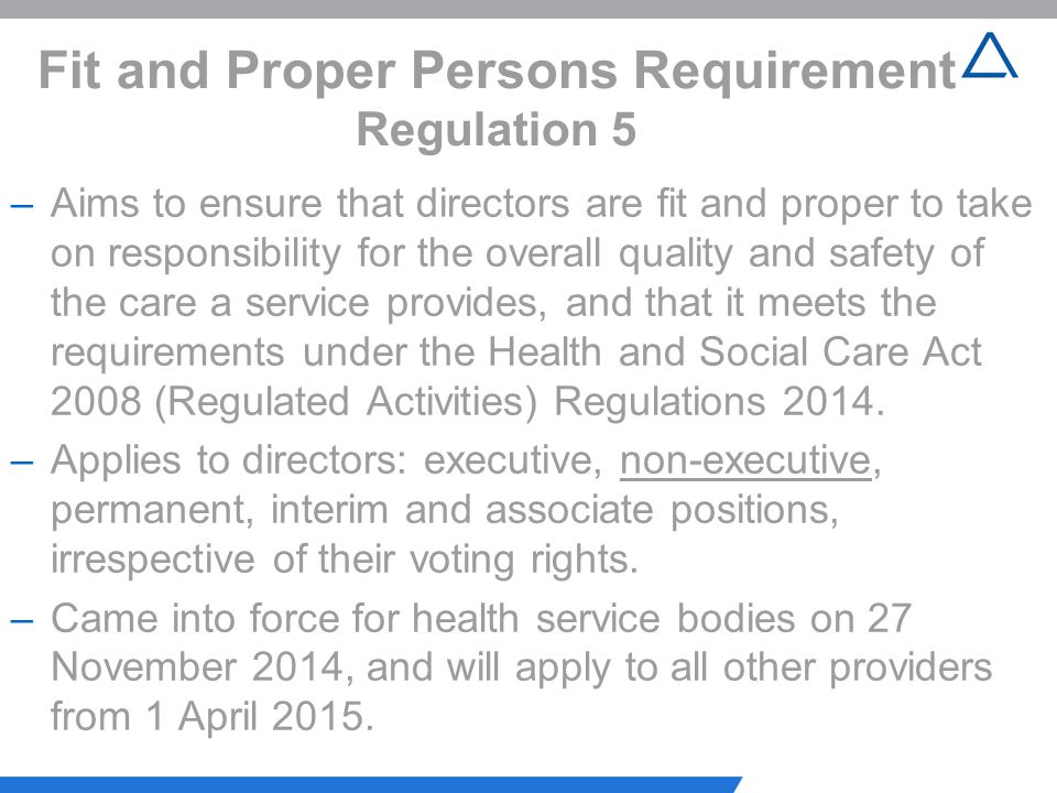 Fit and Proper Persons Requirement Regulation 5