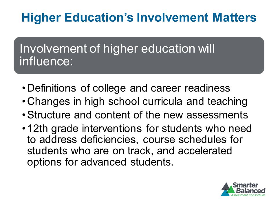Higher Education’s Involvement Matters