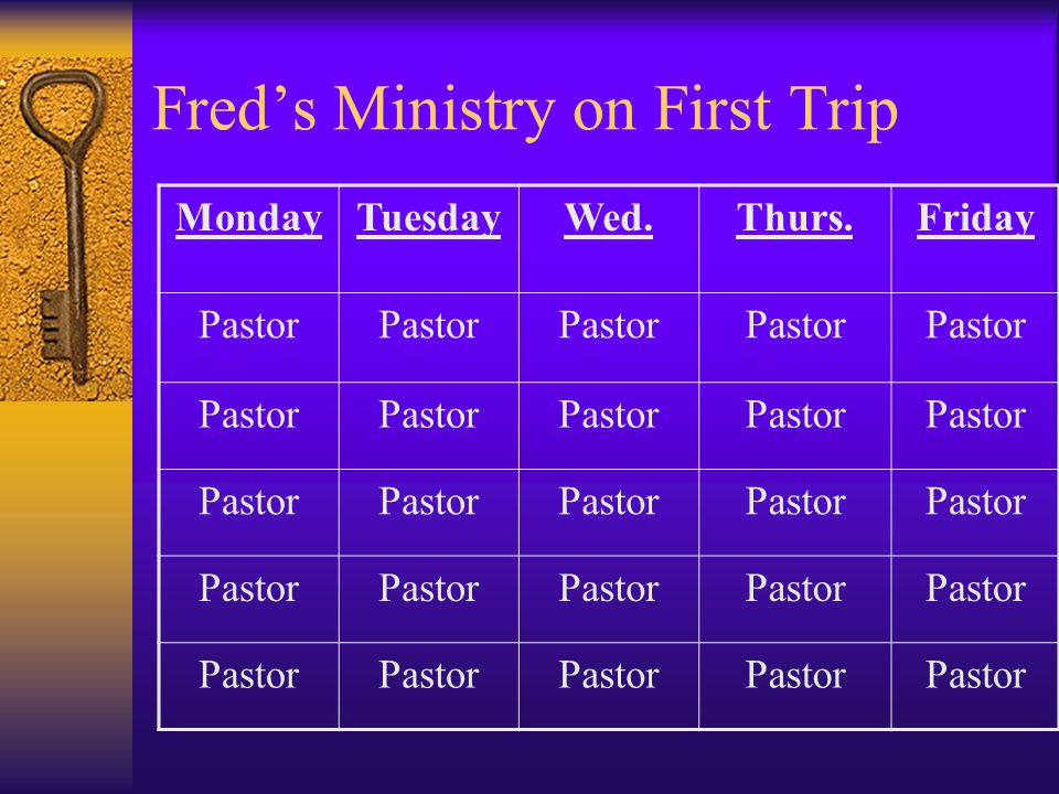 Fred’s Ministry on First Trip