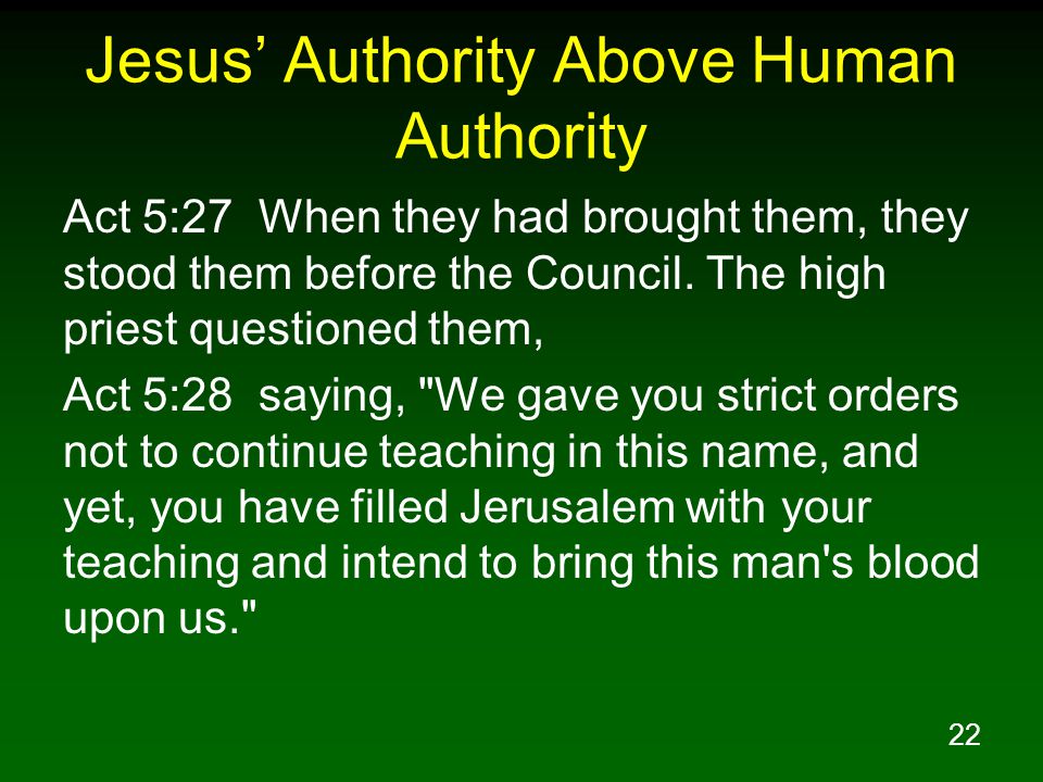 Jesus’ Authority Above Human Authority