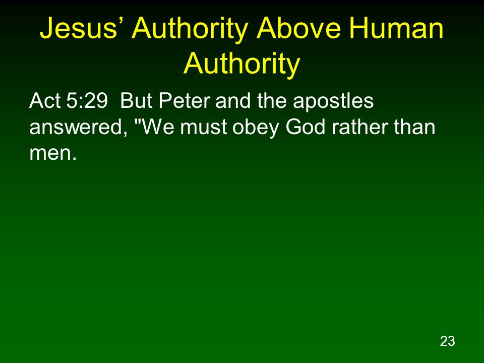 Jesus’ Authority Above Human Authority