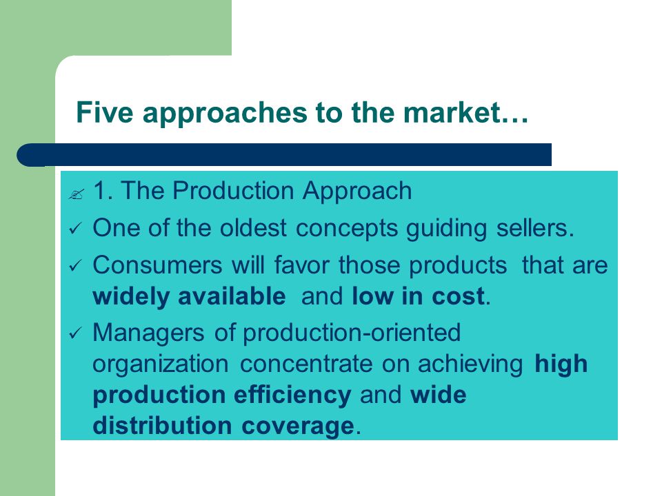 Five approaches to the market…