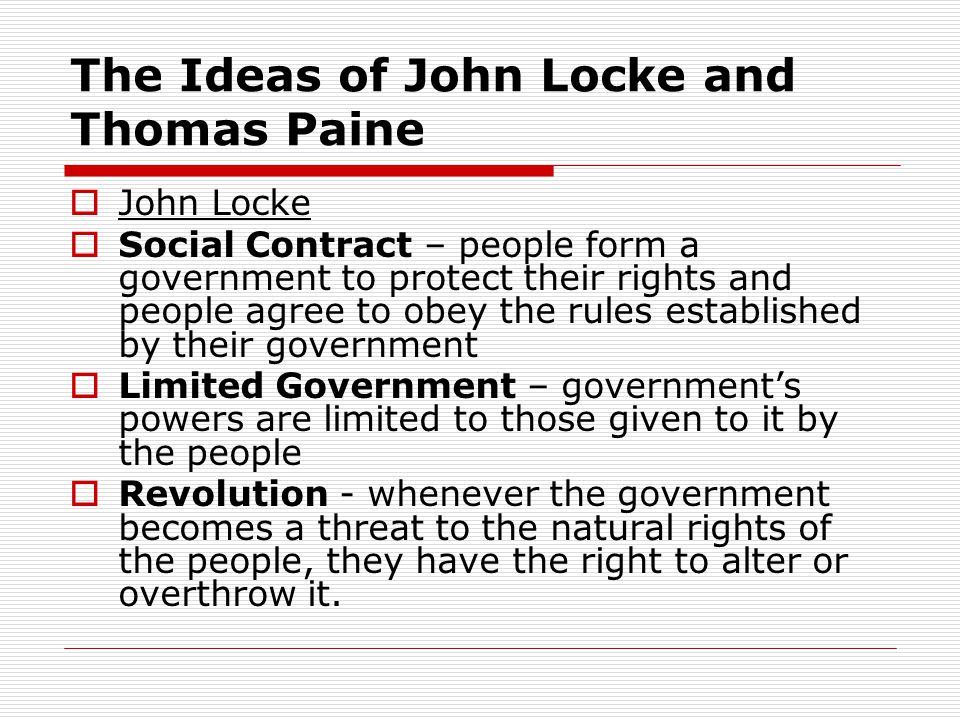 The Ideas of John Locke and Thomas Paine