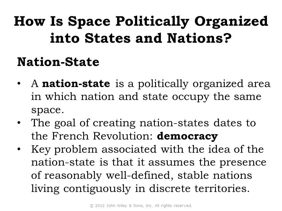 how is space politically organized into states and nations