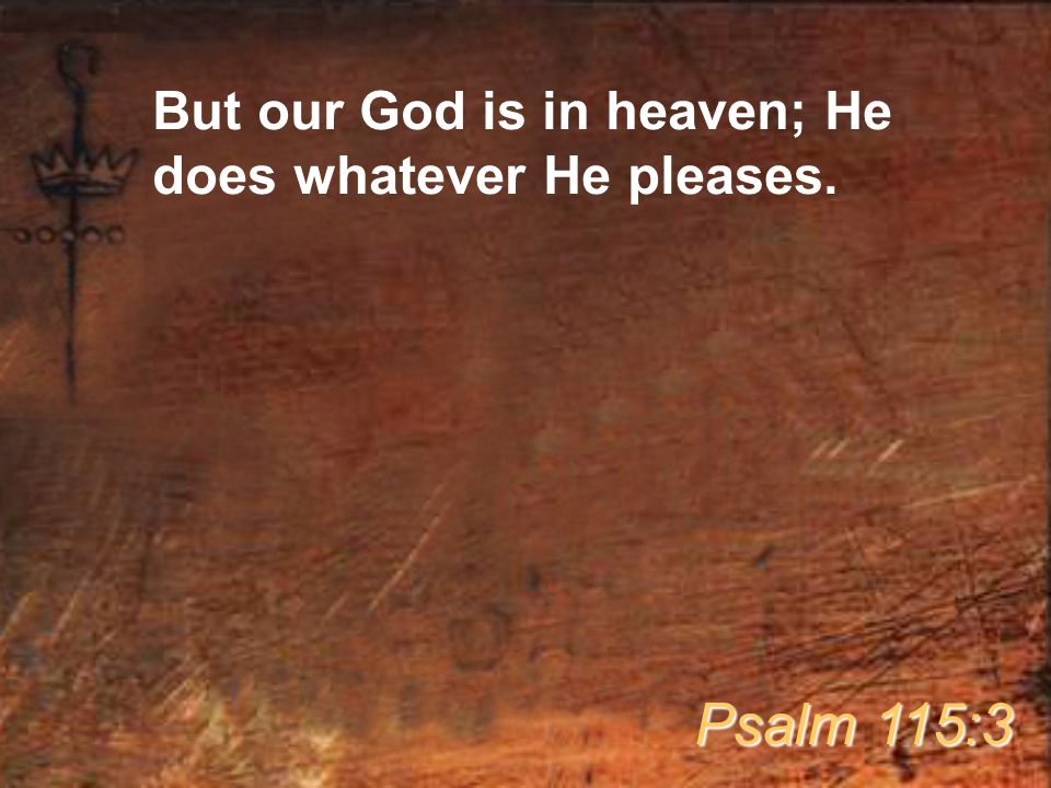 But our God is in heaven; He does whatever He pleases.
