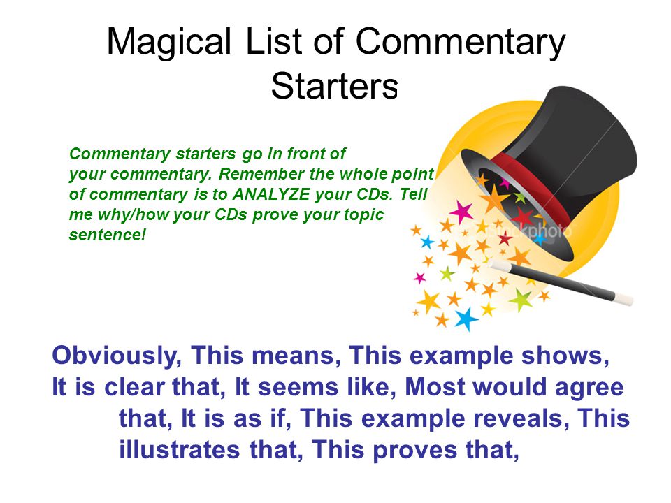 Magical List of Commentary Starters
