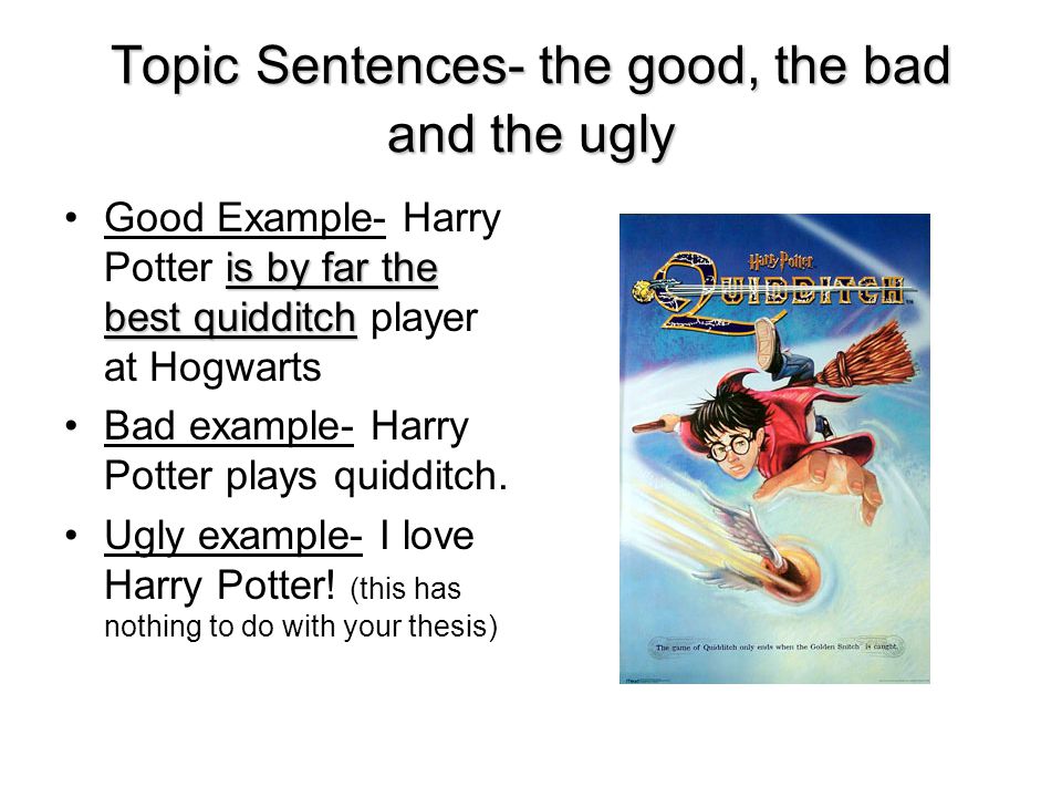 Topic Sentences- the good, the bad and the ugly