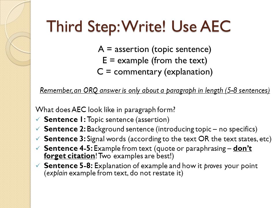 Third Step: Write! Use AEC
