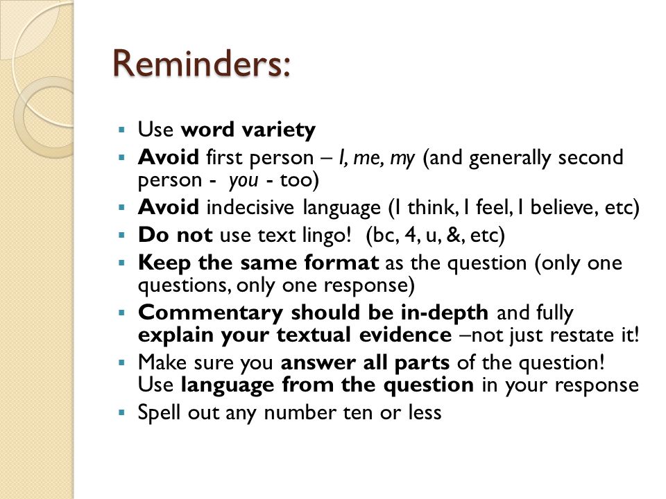 Reminders: Use word variety