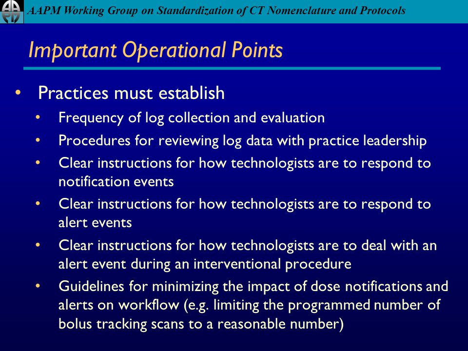 Important Operational Points