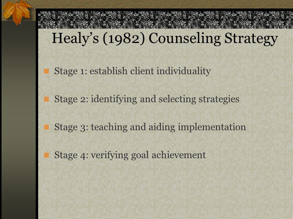 Healy’s (1982) Counseling Strategy