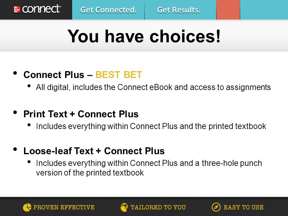 You have choices! Connect Plus – BEST BET Print Text + Connect Plus