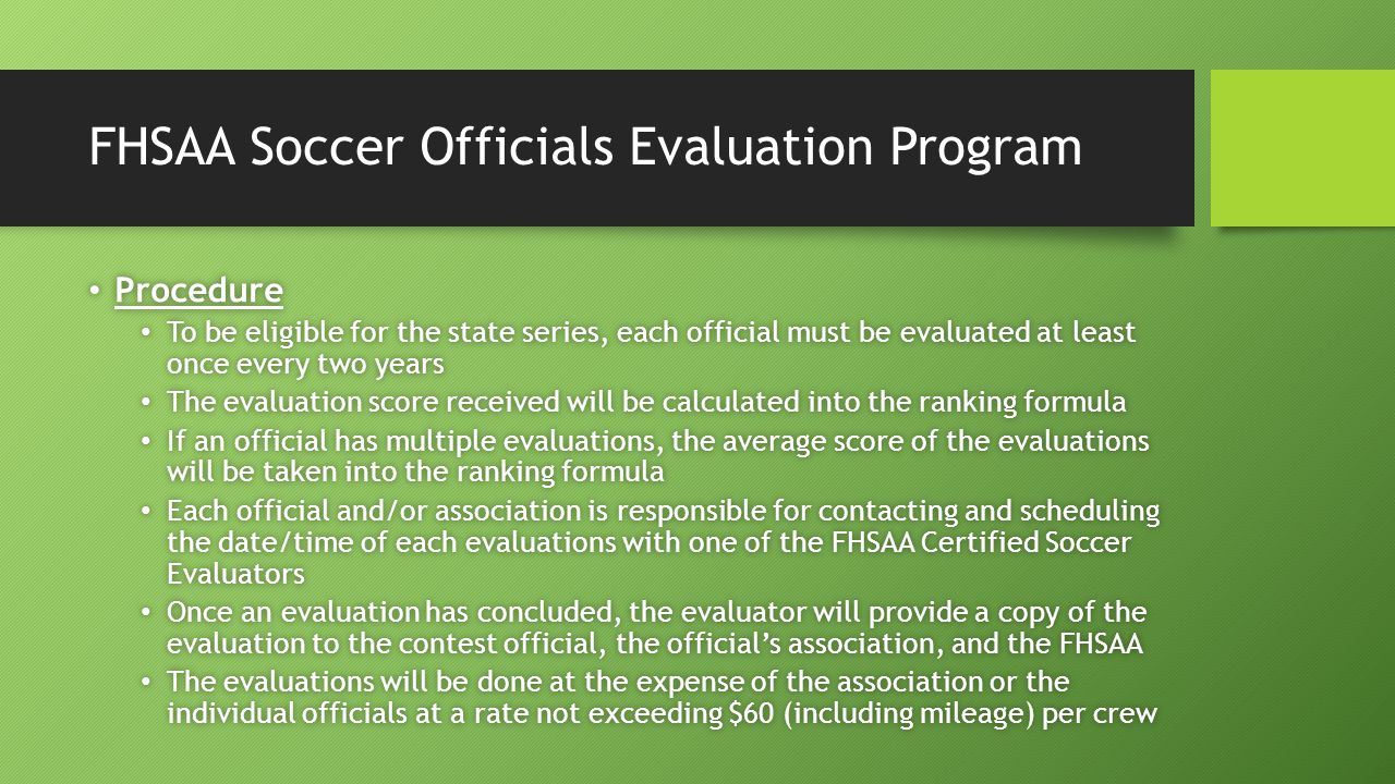 FHSAA Soccer Officials Evaluation Program