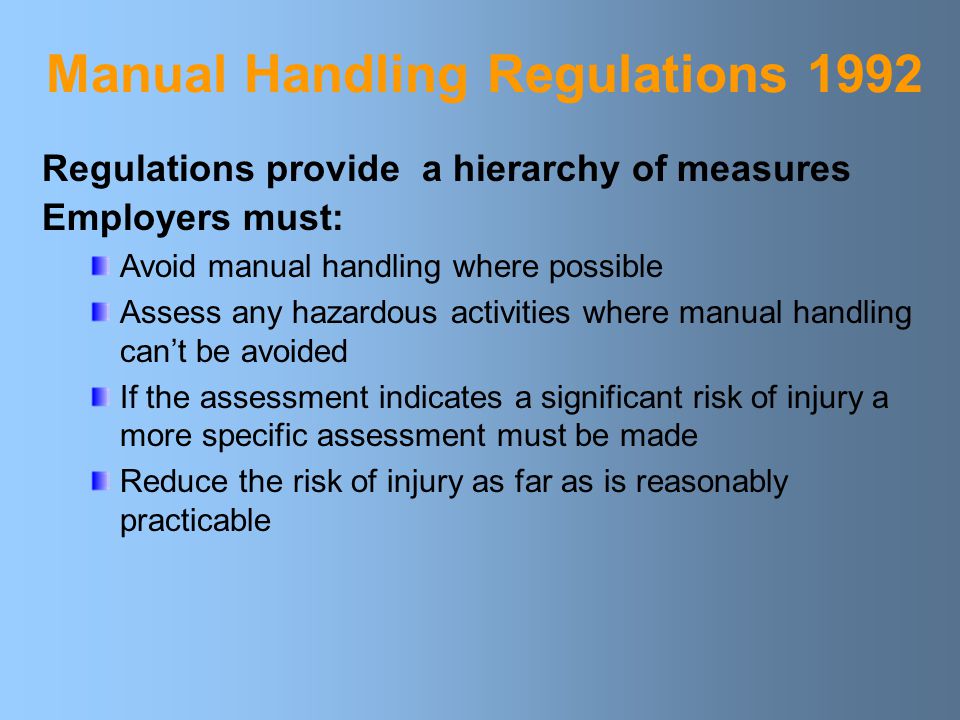 Manual Handling Regulations 1992