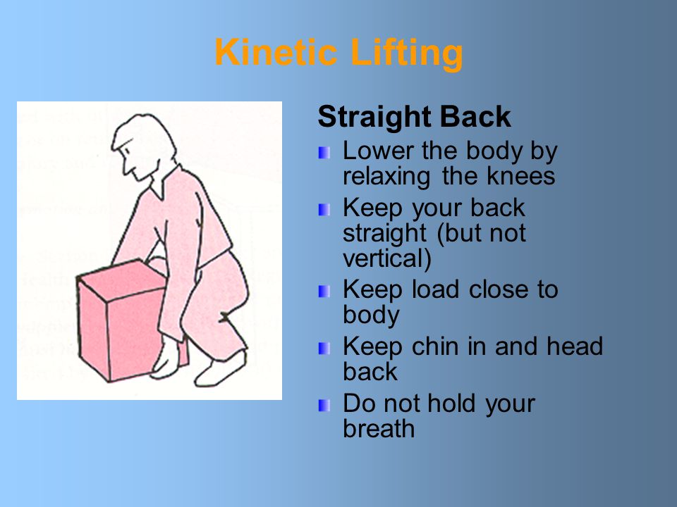 Kinetic Lifting Straight Back Lower the body by relaxing the knees