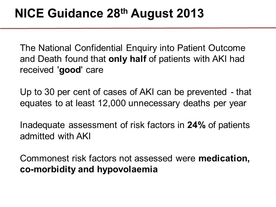 NICE Guidance 28th August 2013